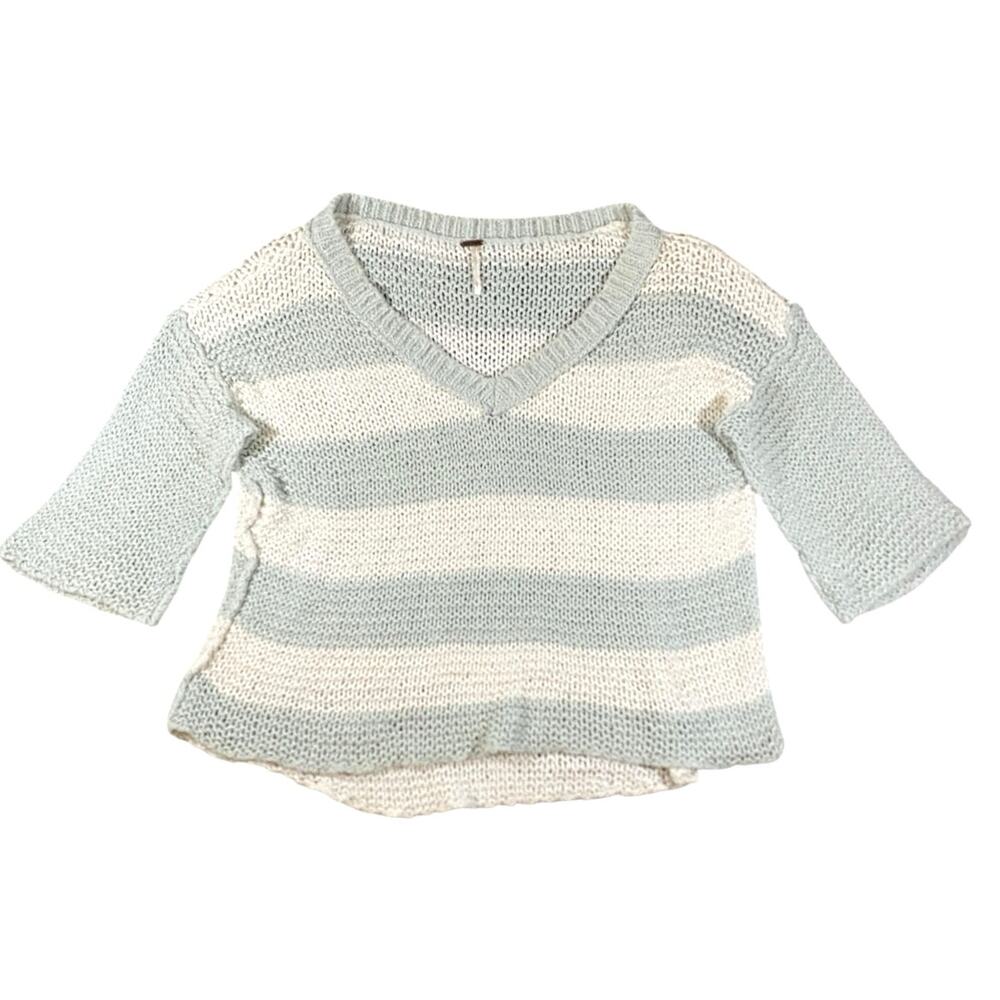 Free People Parkslope Mint Ivory Knit Sweater - L